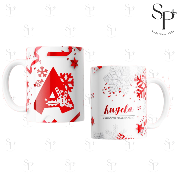 Taza Navideña Asa blanca #1