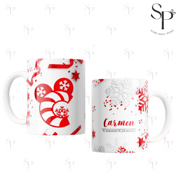 Taza Navideña Asa blanca #11